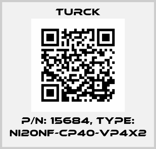 p/n: 15684, Type: NI20NF-CP40-VP4X2 Turck